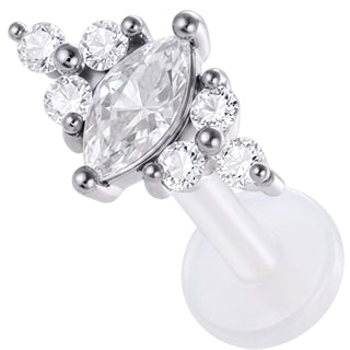 Titanium Labret Marquise Stone Cluster Internally Threaded