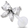 Titanium Labret Clear Stone Butterfly Internally Threaded