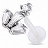Titanium Labret Asymmetric Stone Fan Cluster Internally Threaded