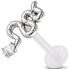 Titanium Labret Snake With Oval Stone Internally Threaded