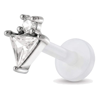 Titanium Labret Triangle And Round Stone Internally Threaded
