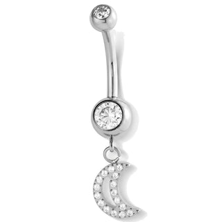 Belly Button Piercing Dangling Crescent Moon Internally Threaded