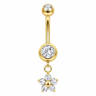Belly Button Piercing Dangling Flower With Stones Internally Threaded