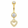 Belly Button Piercing Dangling Open Heart With Stones Internally Threaded